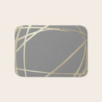 Gold and Gray Circles and Swirls Striped Abstract Pattern Bath Mat Gallery Image 1