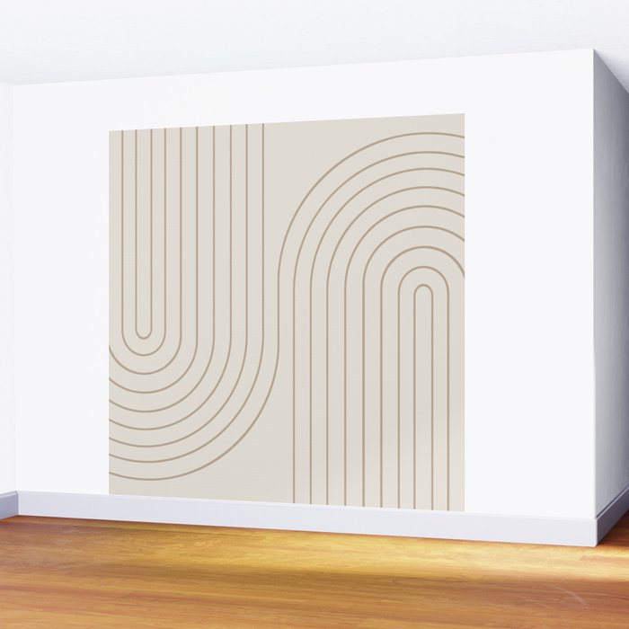 Minimal Line Curvature V Natural Neutral Mid Century Modern Arch Abstract Wall Mural Gallery Image 2