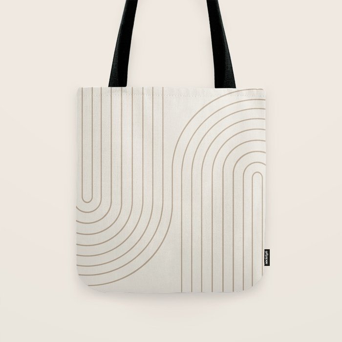 Minimal Line Curvature V Natural Neutral Mid Century Modern Arch Abstract Tote Bag Gallery Image 1