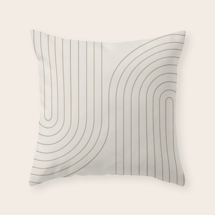 Minimal Line Curvature V Natural Neutral Mid Century Modern Arch Abstract Throw Pillow Gallery Image 6