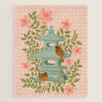 Serene Pagoda with Blossoms and Birds Jigsaw Puzzle Gallery Image 1