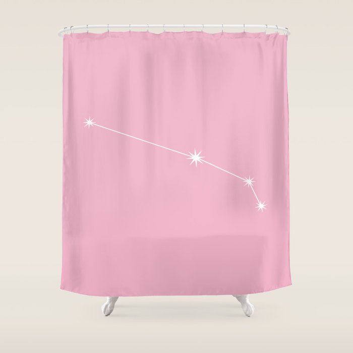 Aries Zodiac Star Constellation Line Art Soft Pink Shower Curtain Gallery Image 1