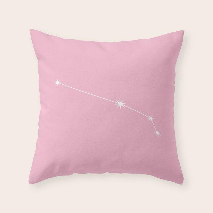 Aries Zodiac Star Constellation Line Art Soft Pink Throw Pillow Gallery Image 6