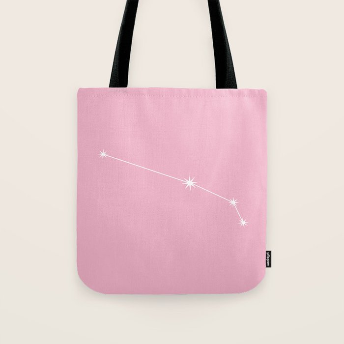 Aries Zodiac Star Constellation Line Art Soft Pink Tote Bag Gallery Image 1