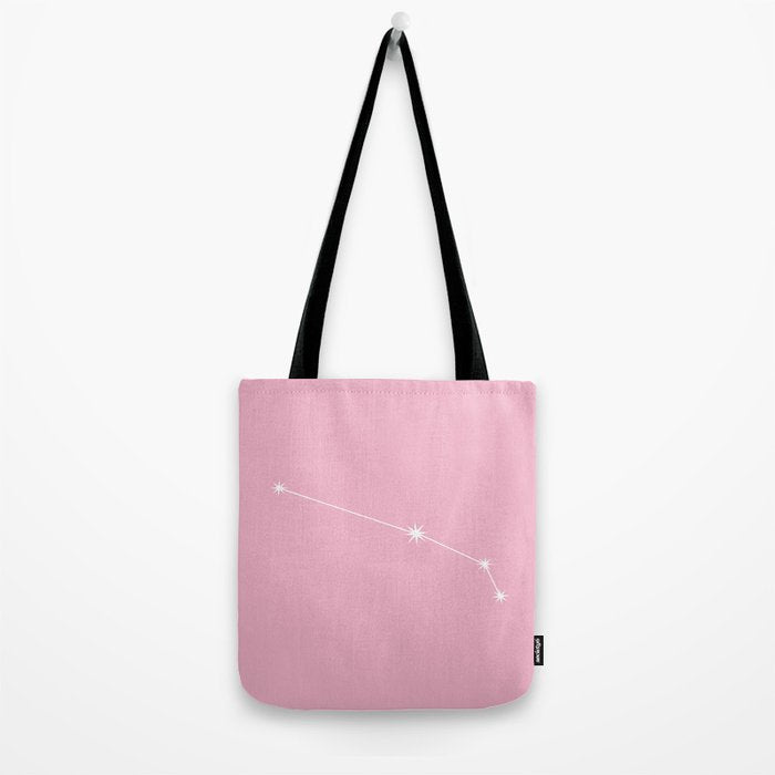 Aries Zodiac Star Constellation Line Art Soft Pink Tote Bag Gallery Image 2