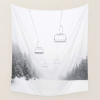 Winter Ski Lift - Chairlift  Wall Tapestry Gallery Image 4