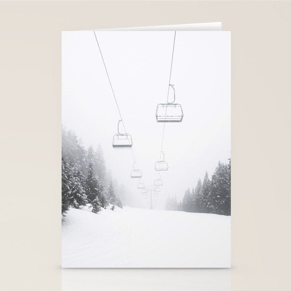 Winter Ski Lift - Chairlift  Stationery Card Gallery Image 1