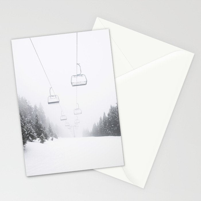 Winter Ski Lift - Chairlift  Stationery Card Gallery Image 2