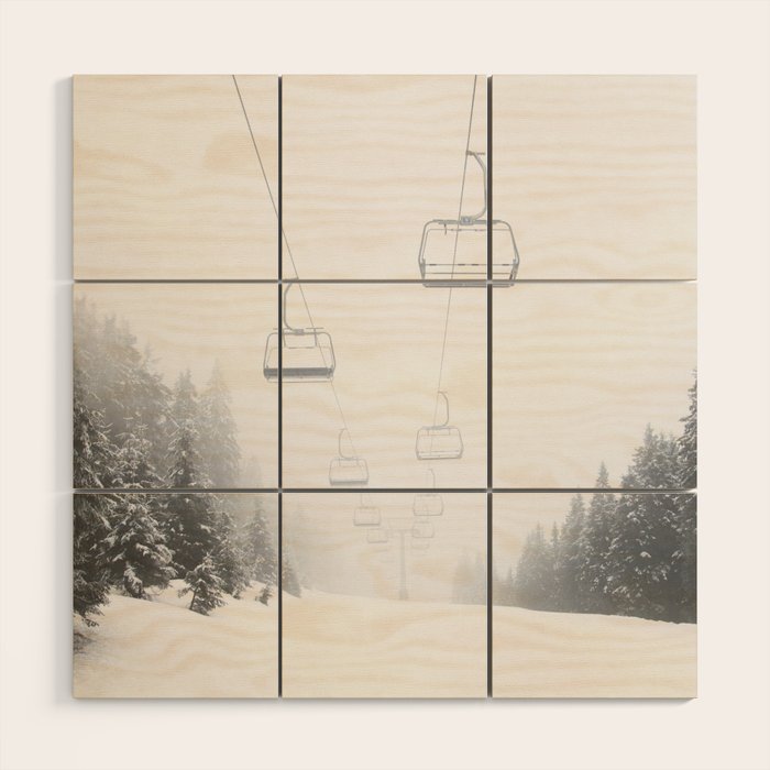 Winter Ski Lift - Chairlift  Wood Wall Art Gallery Image 1