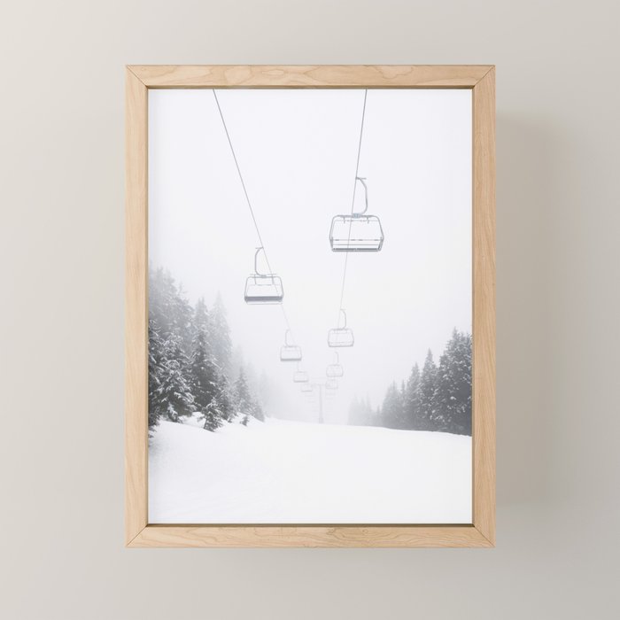 Winter Ski Lift - Chairlift  Mini Art Print Gallery Image 1