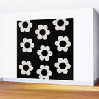 Les Fleurs | 02 - Flower Print Black And White Retro Flowers Wall Art Modern Decor Abstract Wall Mural Gallery Image 2