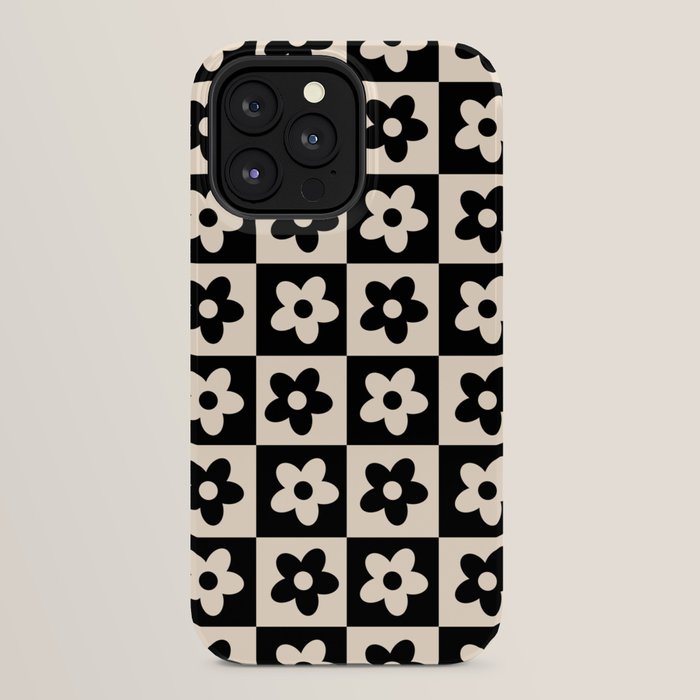 90s flowers checkers cream and black iPhone Case Gallery Image 32
