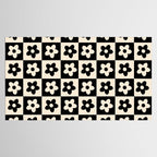 90s flowers checkers cream and black Tablecloth Gallery Image 2