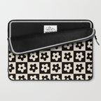 90s flowers checkers cream and black Laptop Sleeve Gallery Image 2