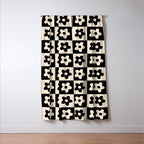 90s flowers checkers cream and black Window Curtain Gallery Image 3