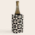 90s flowers checkers cream and black Wine Chiller Gallery Image 1