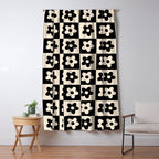 90s flowers checkers cream and black Window Curtain Gallery Image 5