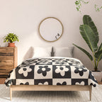 90s flowers checkers cream and black Comforter Gallery Image 3