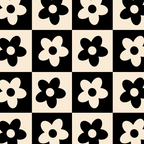 90s flowers checkers cream and black Coffee Mug Gallery Image 2