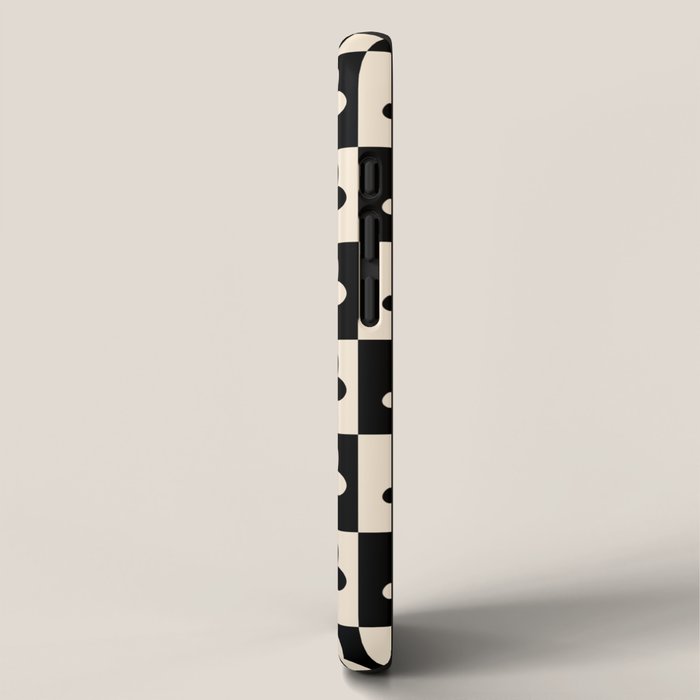 90s flowers checkers cream and black iPhone Case Gallery Image 2
