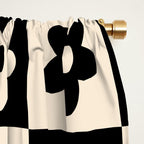90s flowers checkers cream and black Window Curtain Gallery Image 2