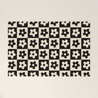 90s flowers checkers cream and black Welcome Mat Gallery Image 1