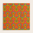 Groovy 60s Midcentury Modern Flower Pattern Wood Wall Art Gallery Image 1