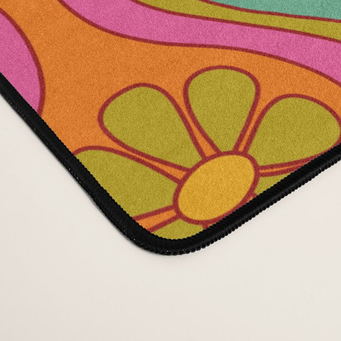 Groovy 60s Midcentury Modern Flower Pattern Desk Mat Gallery Image 4