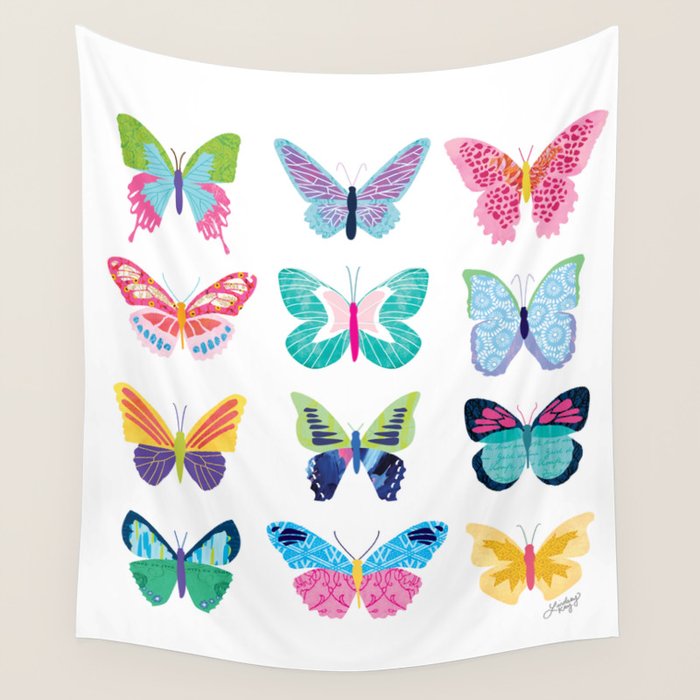Colorful Butterflies  Wall Tapestry Gallery Image 1