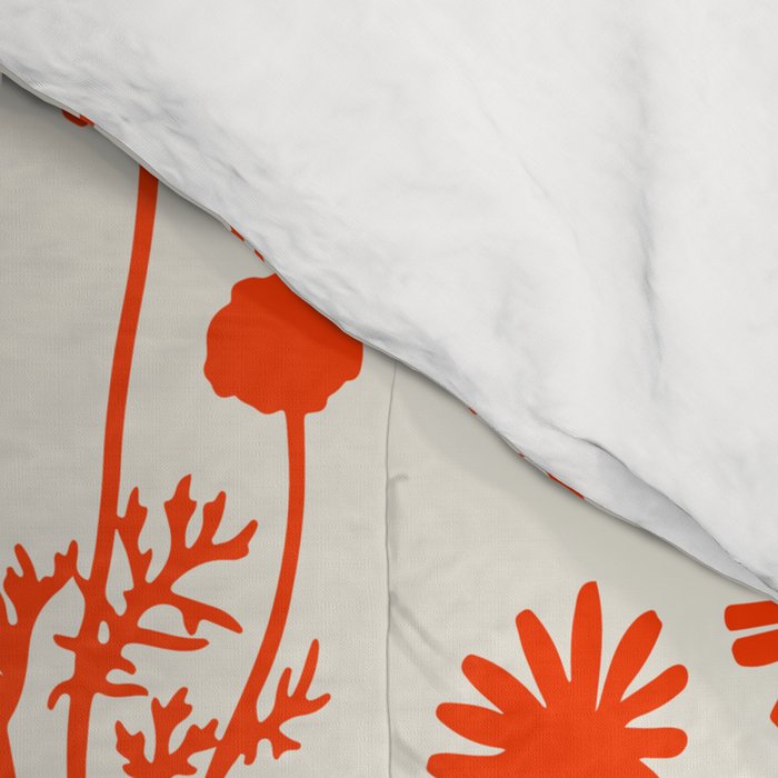 Wild Daisies Petite Botanical Floral Pattern in Orange Comforter Gallery Image 4