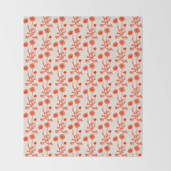 Wild Daisies Petite Botanical Floral Pattern in Orange Throw Blanket Gallery Image 2