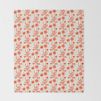 Wild Daisies Petite Botanical Floral Pattern in Orange Throw Blanket Gallery Image 2