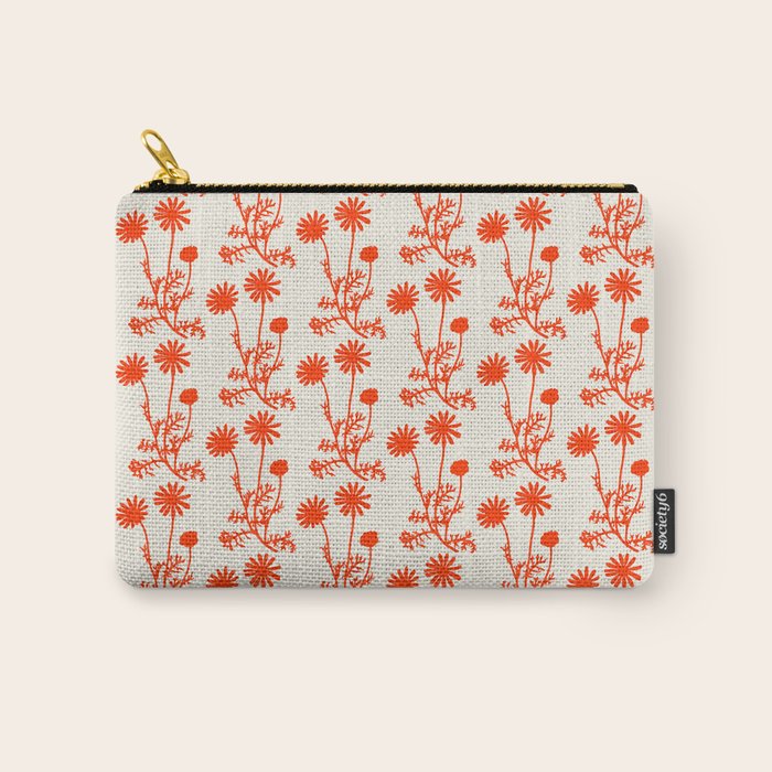 Wild Daisies Petite Botanical Floral Pattern in Orange Carry All Pouch Gallery Image 1