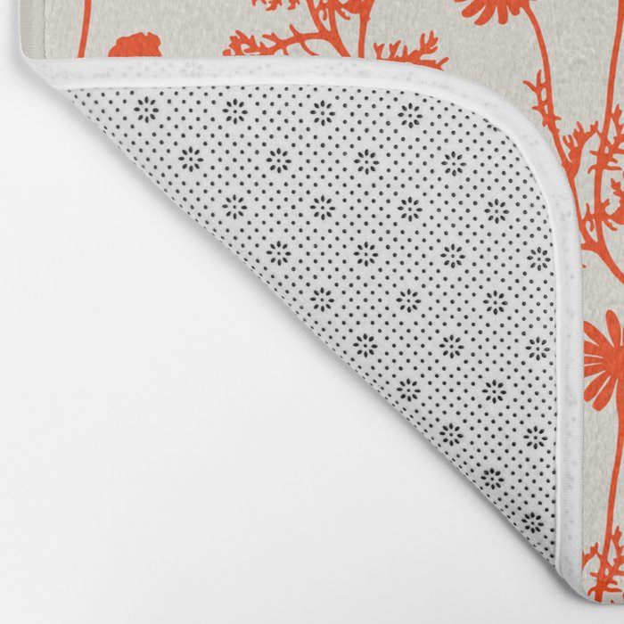 Wild Daisies Petite Botanical Floral Pattern in Orange Bath Mat Gallery Image 2