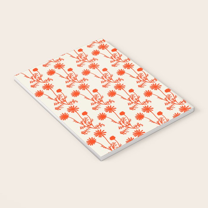 Wild Daisies Petite Botanical Floral Pattern in Orange Notebook Gallery Image 3