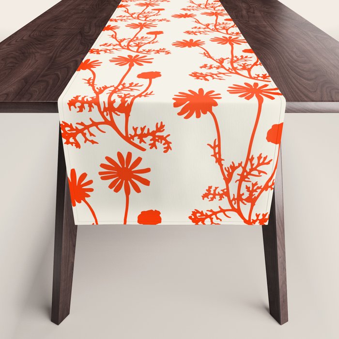 Wild Daisies Petite Botanical Floral Pattern in Orange Table Runner Gallery Image 1