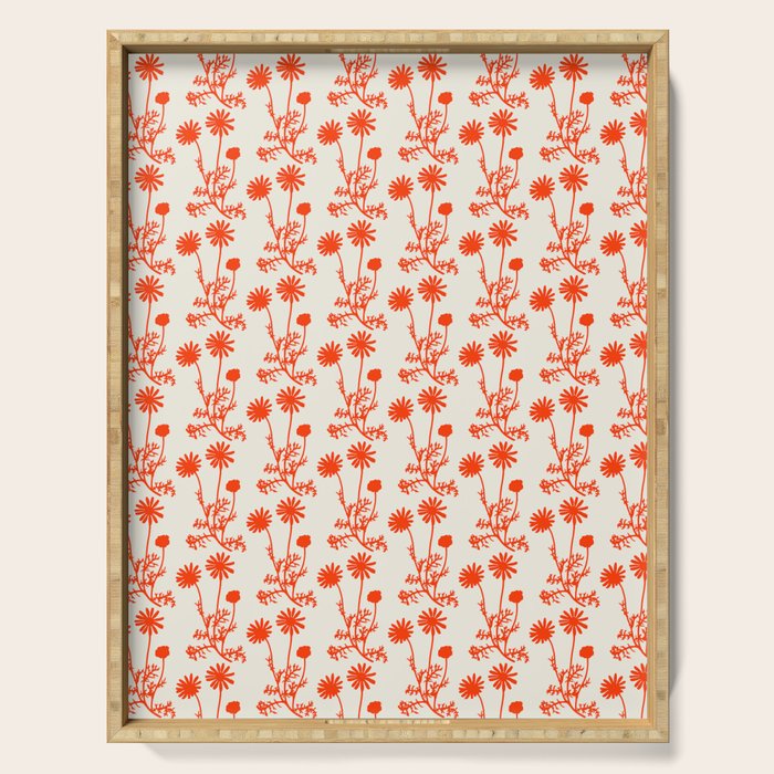 Wild Daisies Petite Botanical Floral Pattern in Orange Serving Tray Gallery Image 1