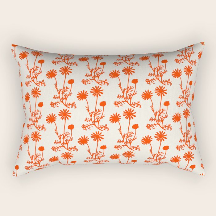 Wild Daisies Petite Botanical Floral Pattern in Orange Rectangular Pillow Gallery Image 1