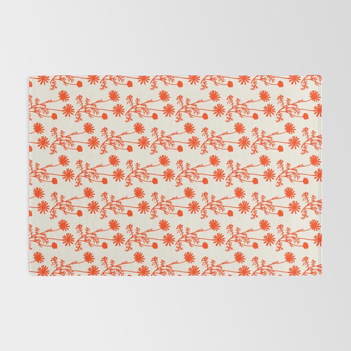 Wild Daisies Petite Botanical Floral Pattern in Orange Rug Gallery Image 2