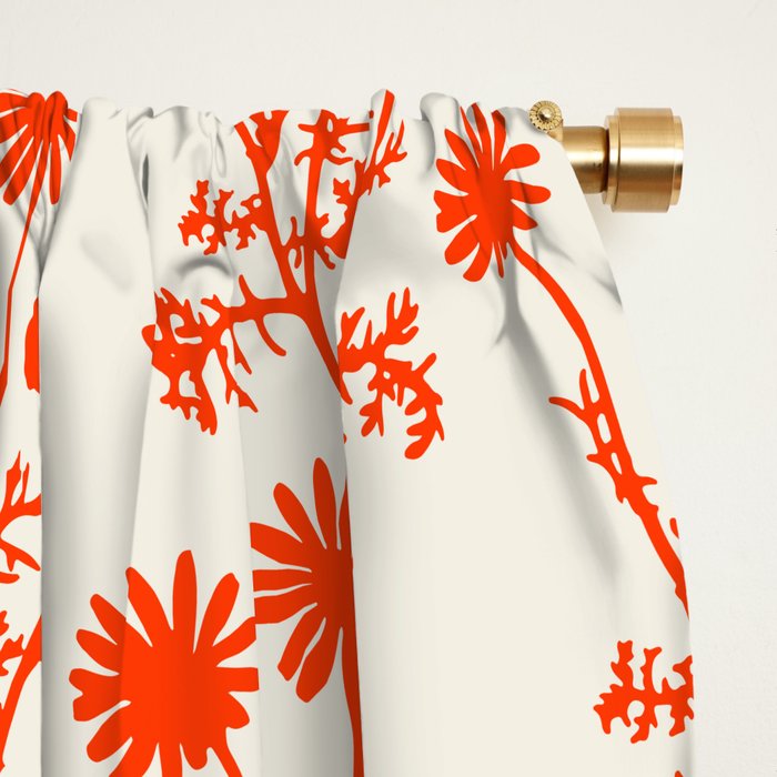 Wild Daisies Petite Botanical Floral Pattern in Orange Window Curtain Gallery Image 2