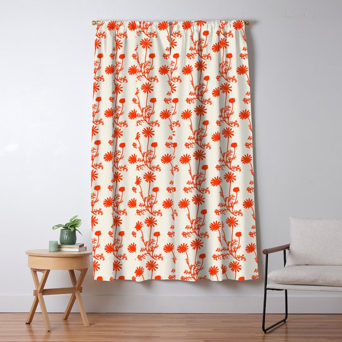 Wild Daisies Petite Botanical Floral Pattern in Orange Window Curtain Gallery Image 5