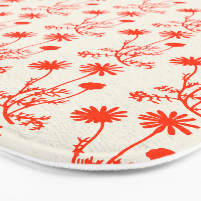 Wild Daisies Petite Botanical Floral Pattern in Orange Bath Mat Gallery Image 3