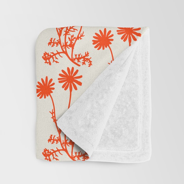 Wild Daisies Petite Botanical Floral Pattern in Orange Throw Blanket Gallery Image 3
