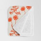 Wild Daisies Petite Botanical Floral Pattern in Orange Throw Blanket Gallery Image 3