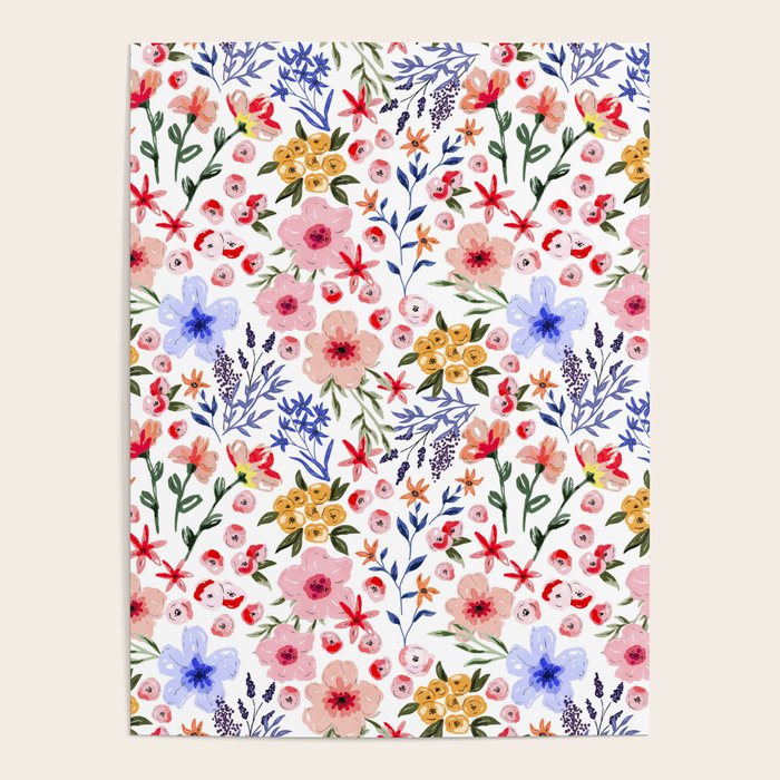 Simple colorful flowery meadow Poster Gallery Image 1