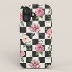 Moonlit Hollow Vintage Checkered Floral iPhone Case Gallery Image 1