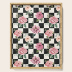 Moonlit Hollow Vintage Checkered Floral Serving Tray Gallery Image 1