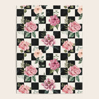 Moonlit Hollow Vintage Checkered Floral Poster Gallery Image 4