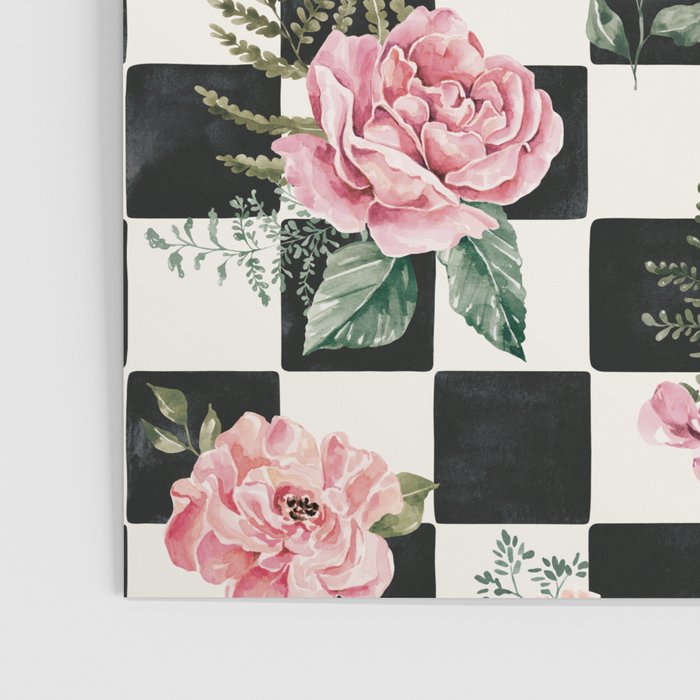 Moonlit Hollow Vintage Checkered Floral Poster Gallery Image 3