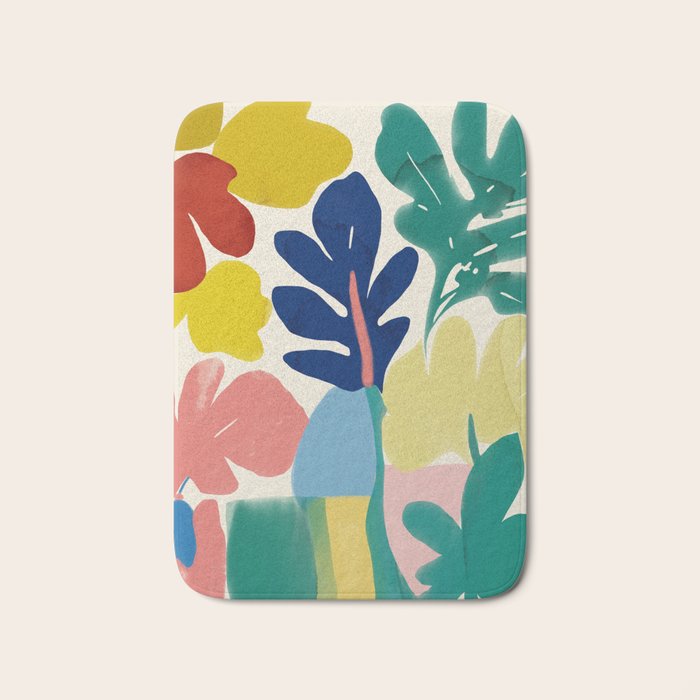 Vibrant bold playful plants Bath Mat Gallery Image 1